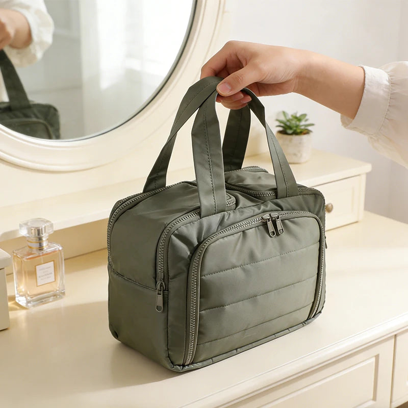 Multi opening makeup bag, suitable for commuting, travel, and home, suitable for makeup and grooming storage