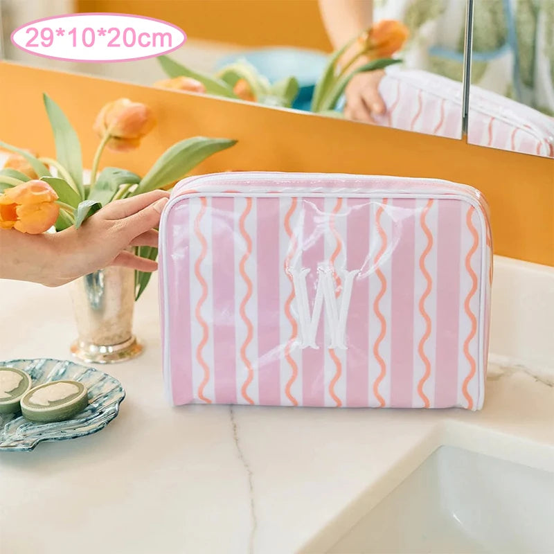 New fashionable PVC + nylon waterproof high-quality makeup bag with special print - women's travel toiletry bag storage bag DIY